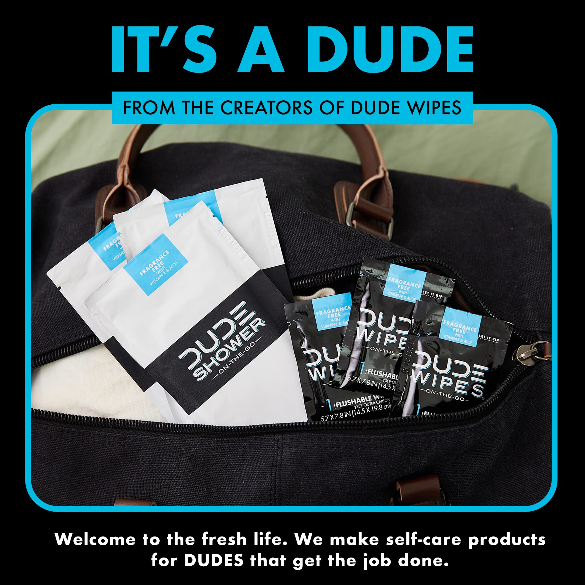 DUDE Wipes ingredients label close-up highlighting Aloe Vera and Vitamin E