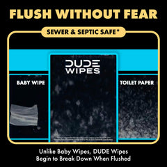 DUDE Wipes comparación de tamaño y 288 unidades para escala y ahorro