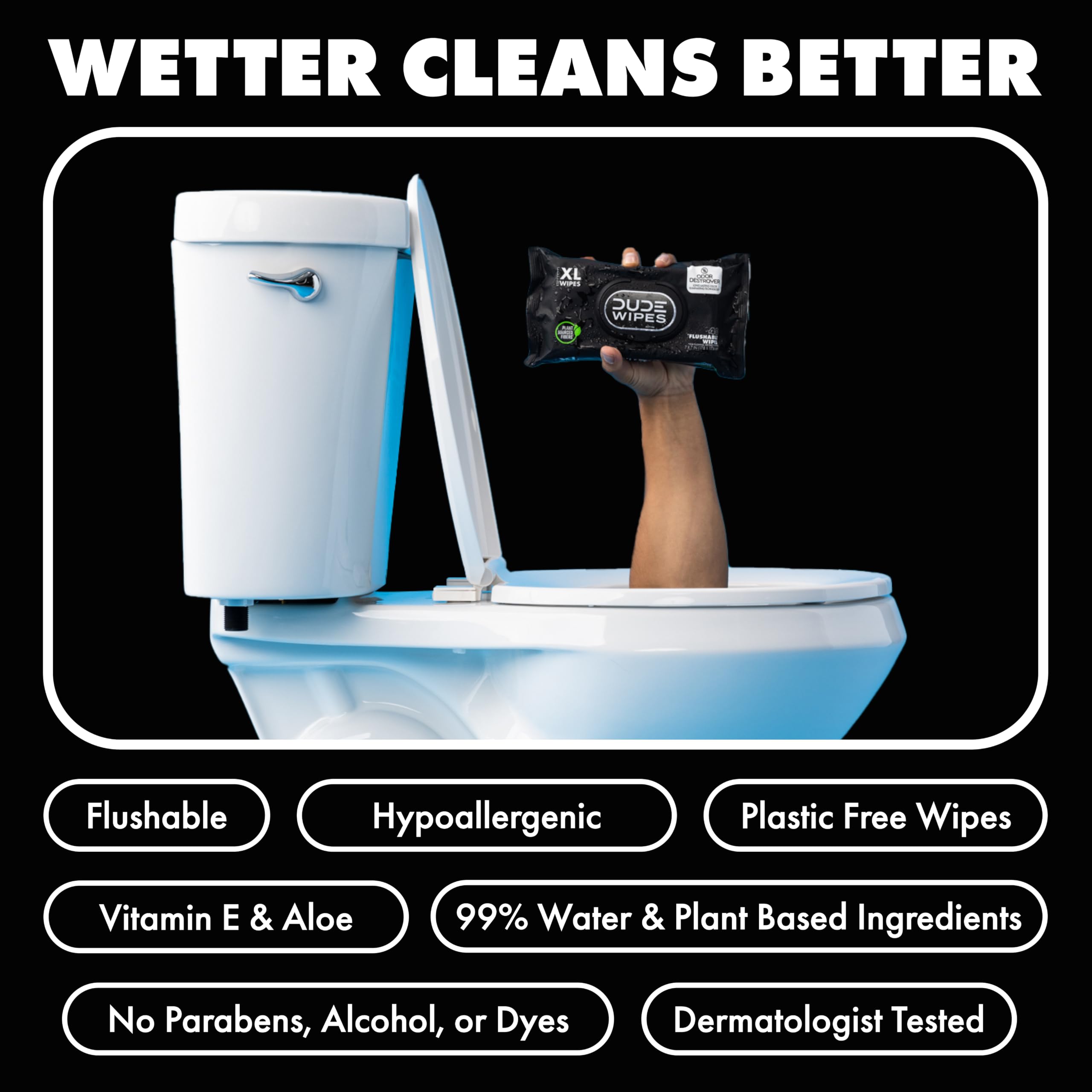 DUDE Wipes texturade la toallita detalle que sugiere suavidad y resistencia