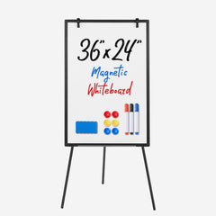 DUMOS front view of easel showing board and silver frame, ideal for presentations