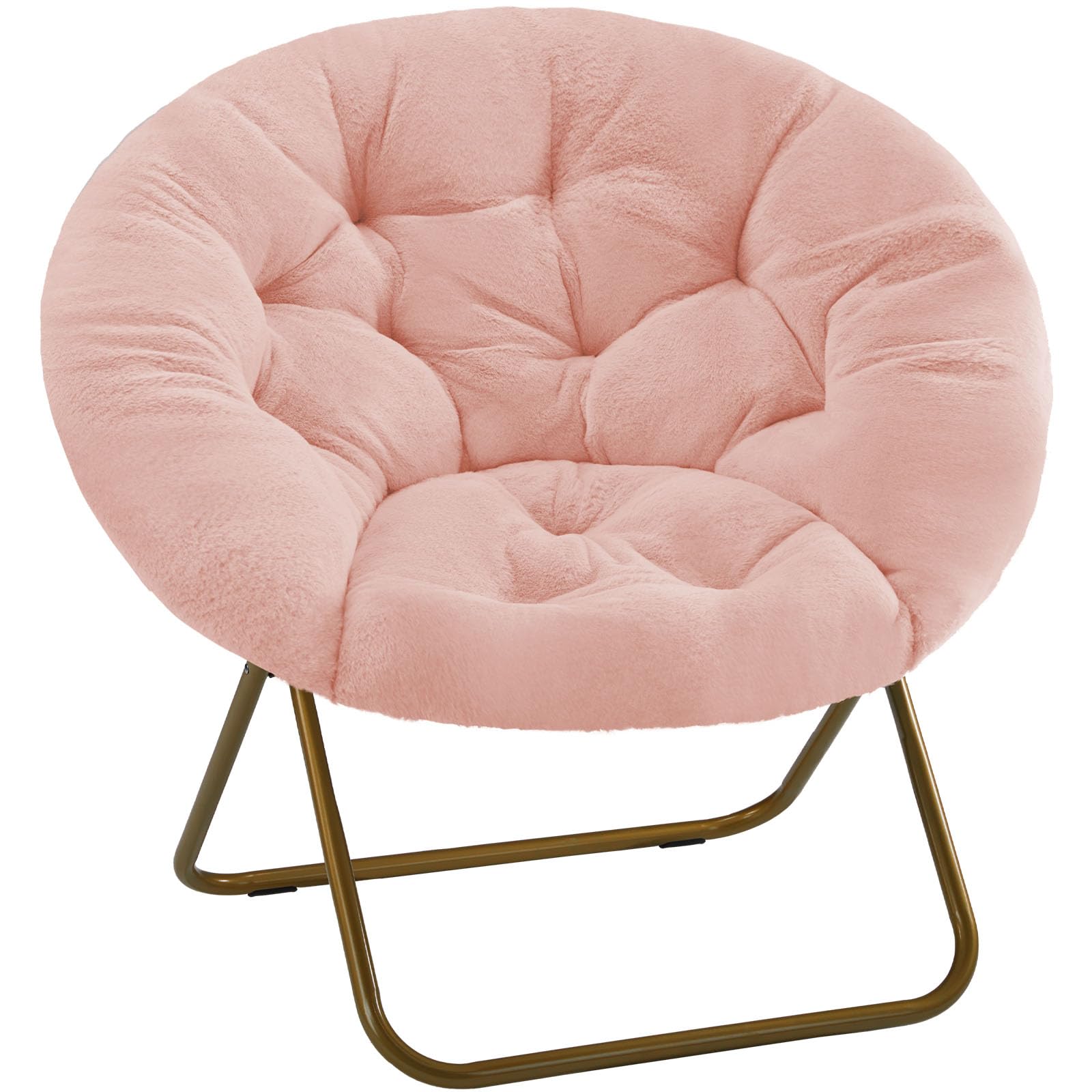 DUMOS saucer chair front view showing plush comfort and inviting seat