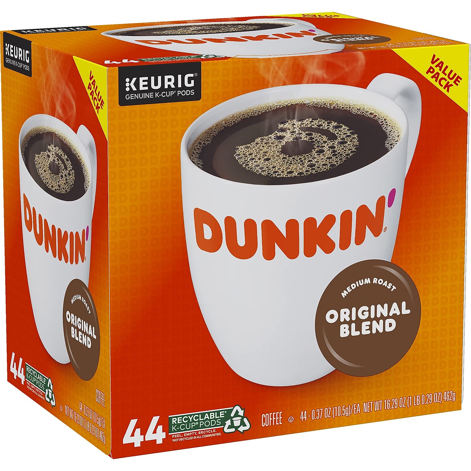 Dunkin' detalle de cápsula K-Cup que muestra sello y frescura del café