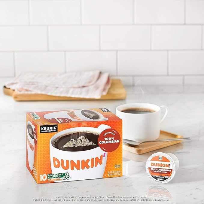 Dunkin' Colombian pod closeup emphasizing single-origin brightness benefit