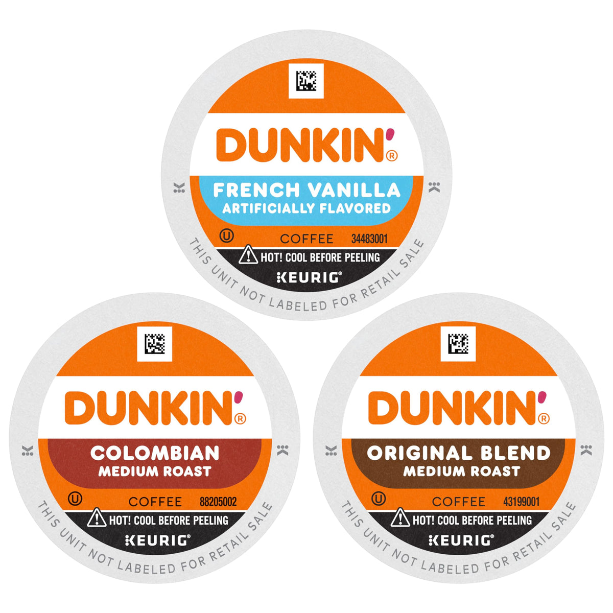 Dunkin' front packaging showing 60 pods and variety convenience