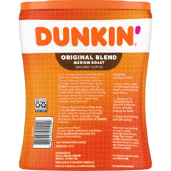 Dunkin' Original Blend coffee granules close-up highlighting smooth medium-roast texture