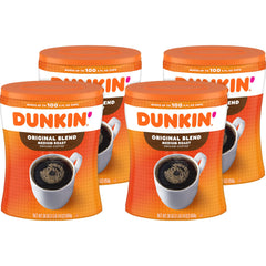 Dunkin' Original Blend grounds in pour-over dripper for reliable home brewing