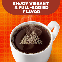 Dunkin' pod in Keurig machine mid-brew producing a fresh cup quickly