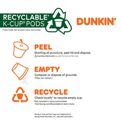 Dunkin' pods arranged top view displaying three flavor options clearly
