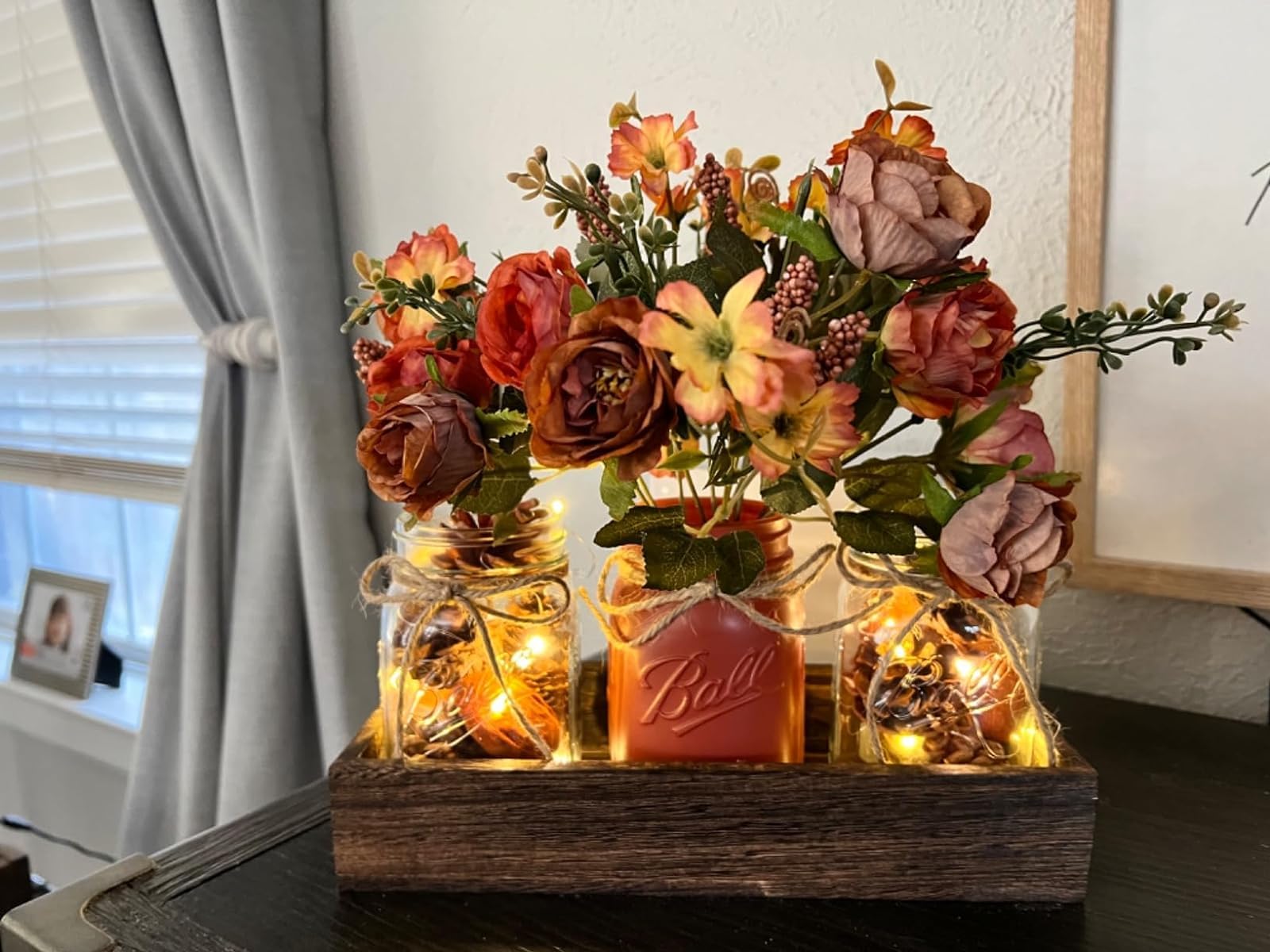 DUOER arreglo floral naranja en tarros para color y sin mantenimiento