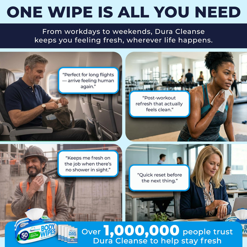 Dura Cleanse toallitas individuales para viaje que facilitan transporte