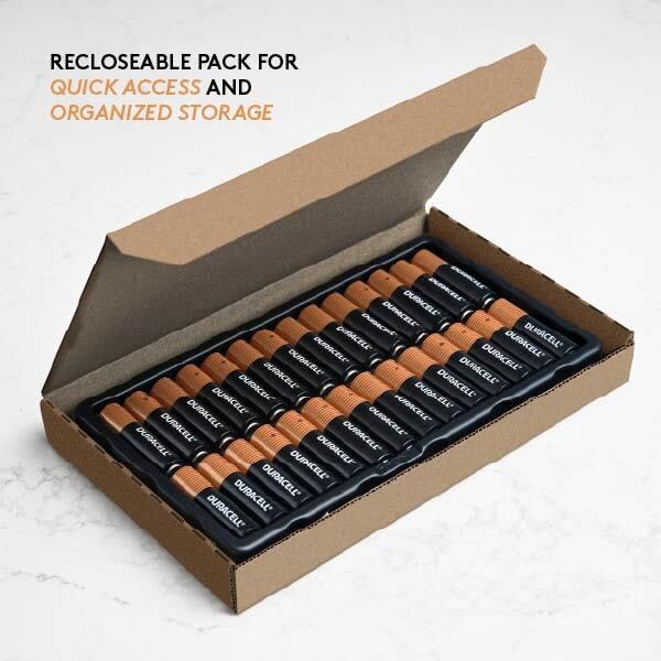 Close-up of Duracell Coppertop AA battery showing label for quick identification