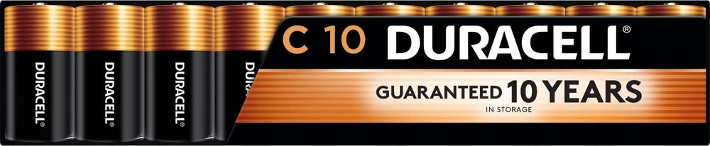 Duracell Coppertop C batteries front packaging showing quantity and brand benefit