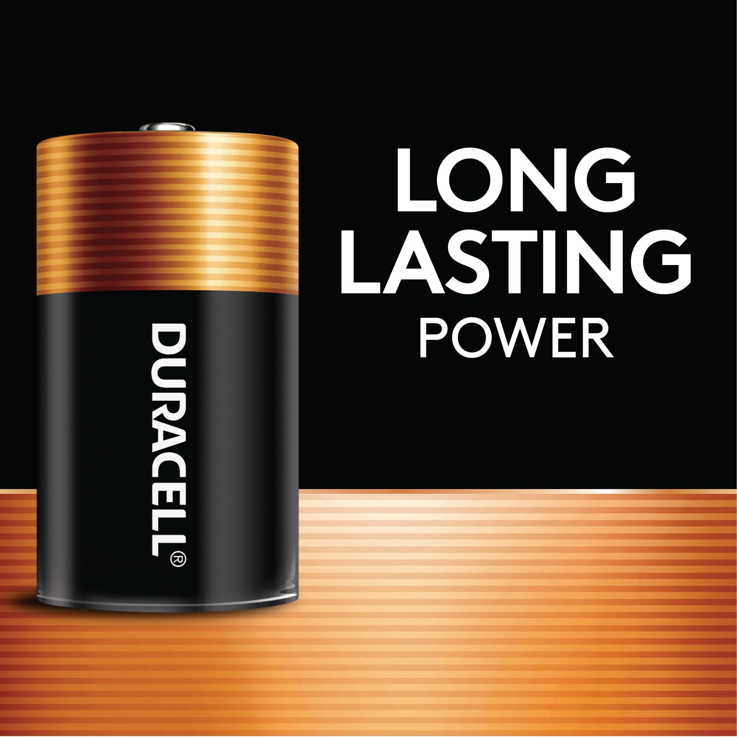 Duracell close-up copper top on C battery highlighting reliable contact performance