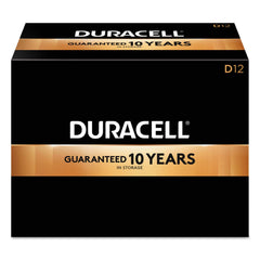 Duracell Coppertop D pack de 12 vista frontal mostrando embalaje claro y cantidad