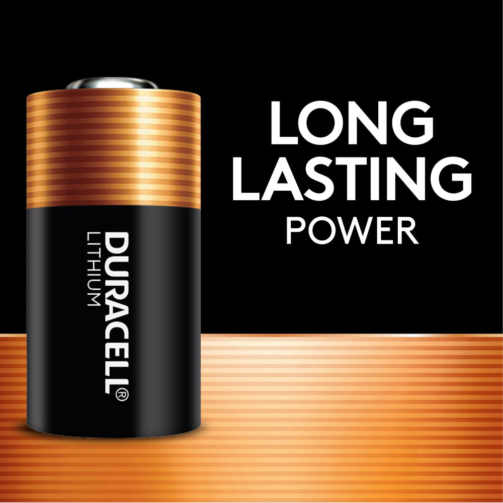 Duracell close-up of battery label highlighting high-energy lithium benefit
