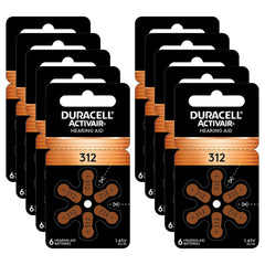 Duracell frontal del pack de 60 pilas 312 mostrando cantidad y marca