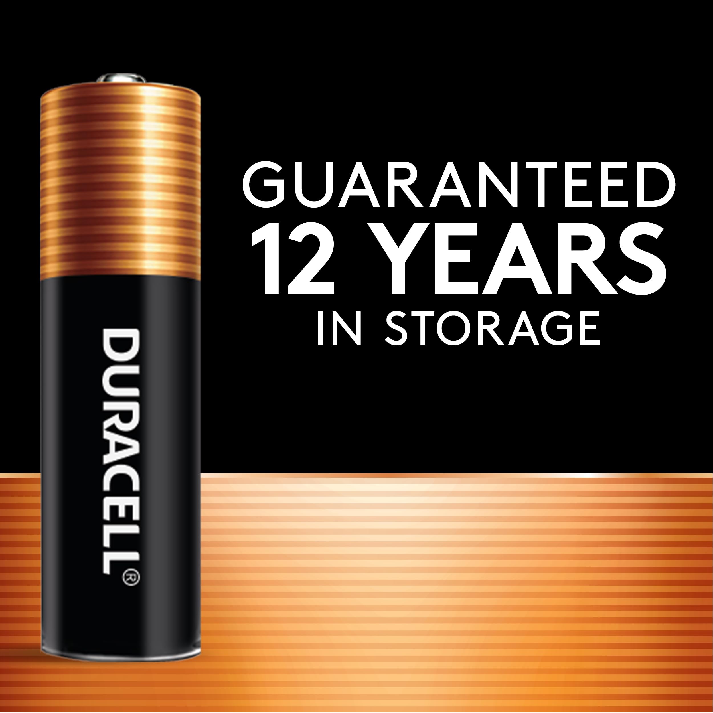 Duracell caja abierta mostrando las 28 pilas listas para uso