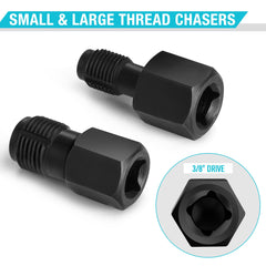 DURATECH chasers M12 y M18 juntos, restauran y limpian roscas