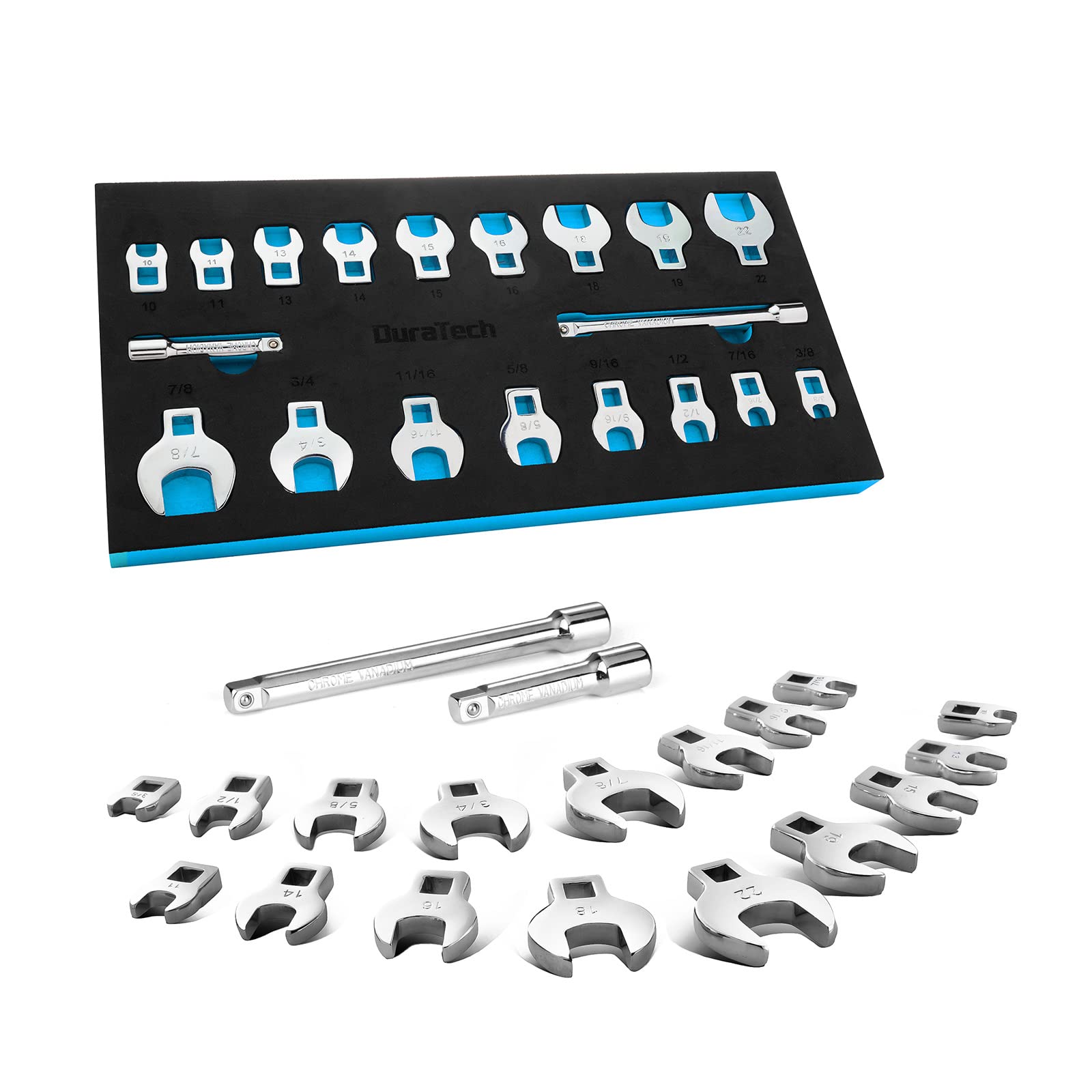 DURATECH front view of organized crowfoot set showing quick access and portability