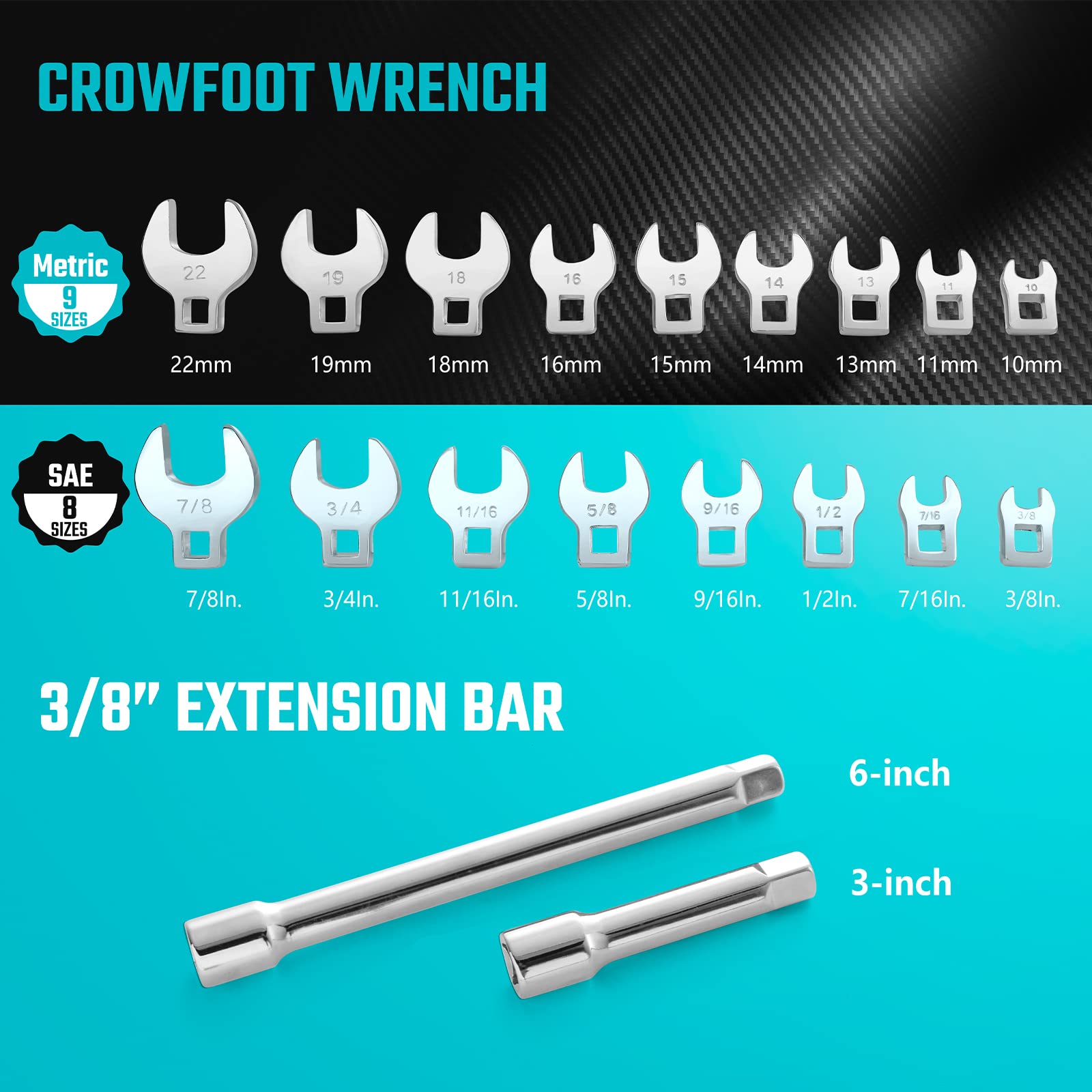 DURATECH 3" and 6" extension bars with detent ball showing secure tool lock