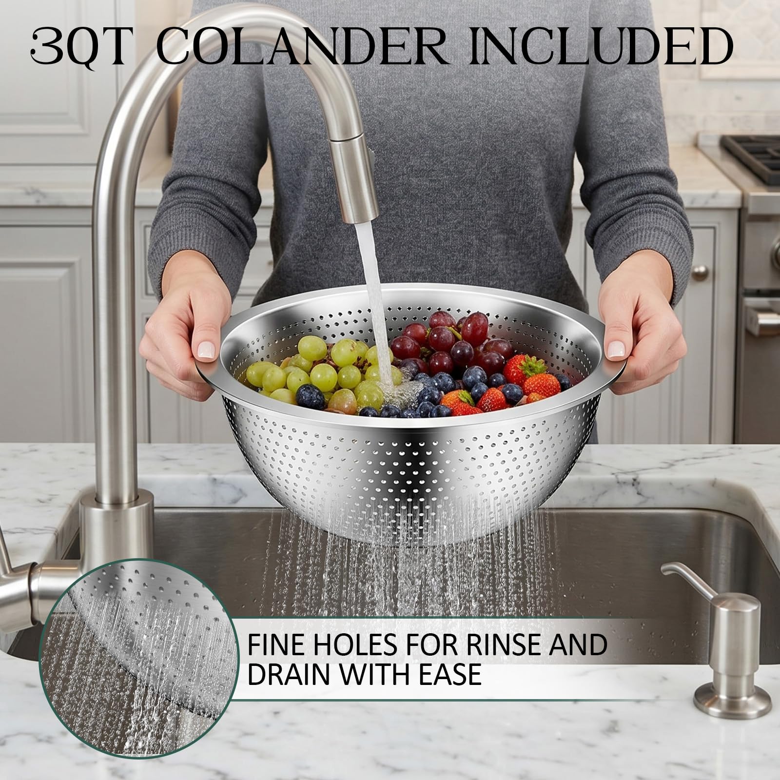 DUTZUN four bowls nested to save space for compact kitchen storage and easy organization