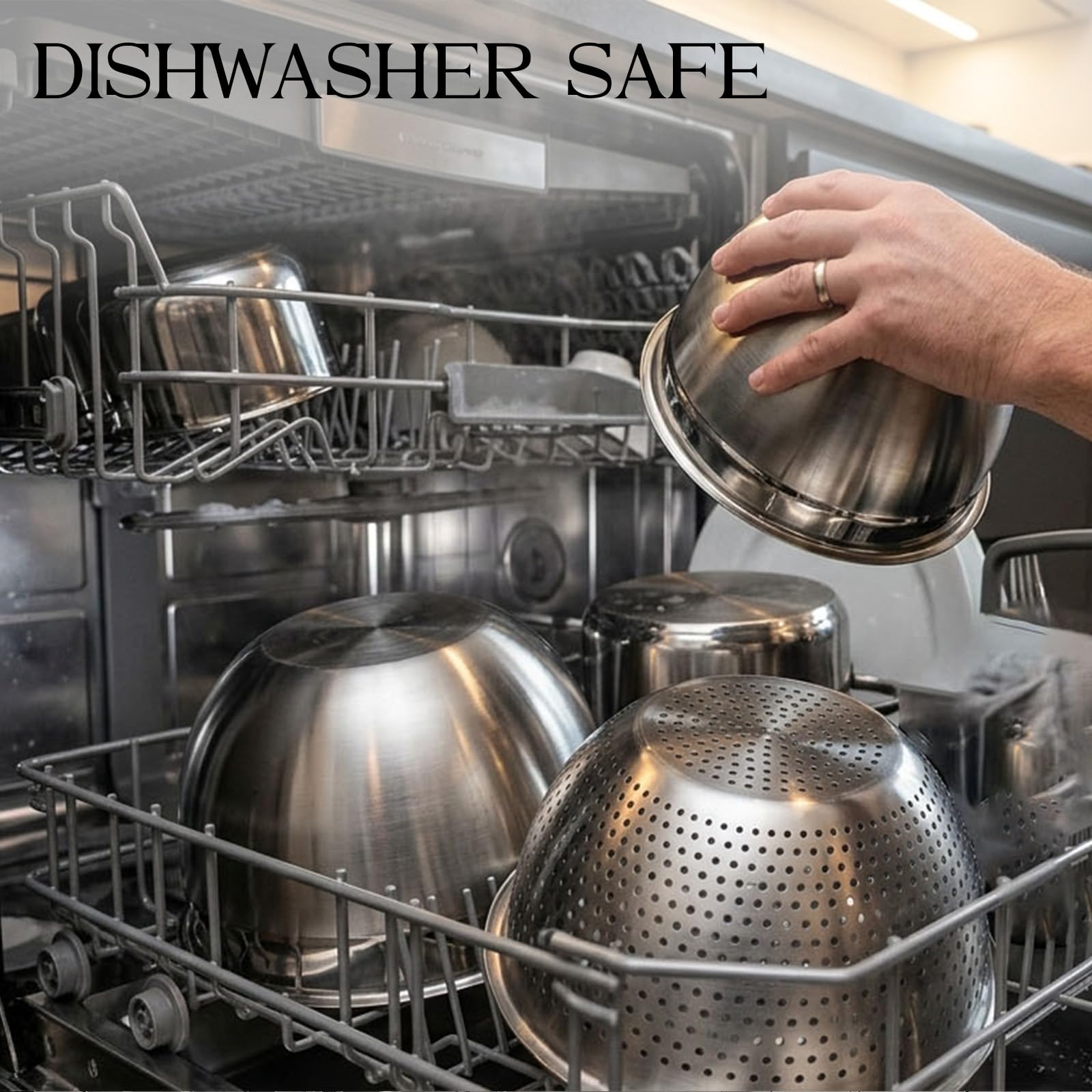 DUTZUN in-use image mixing a salad showing durable bowls that simplify meal prep