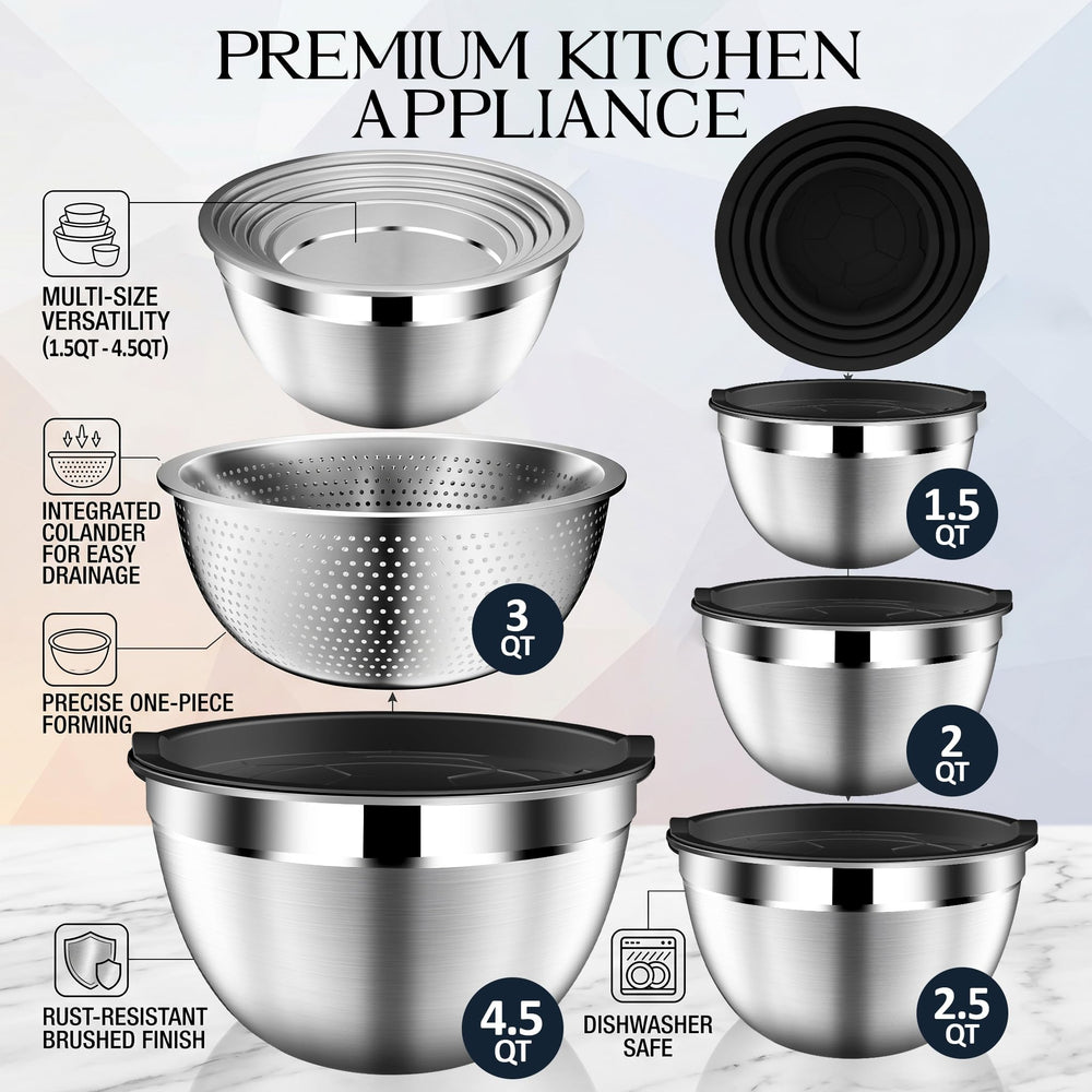DUTZUN colander nested in the largest stainless bowl showing easy draining and safe handling