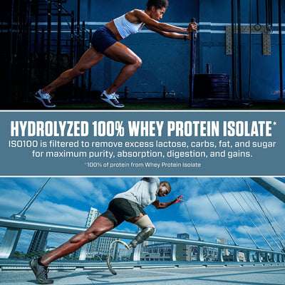 Dymatize ISO100 chocolate peanut butter swirl illustrating rich flavor and appeal