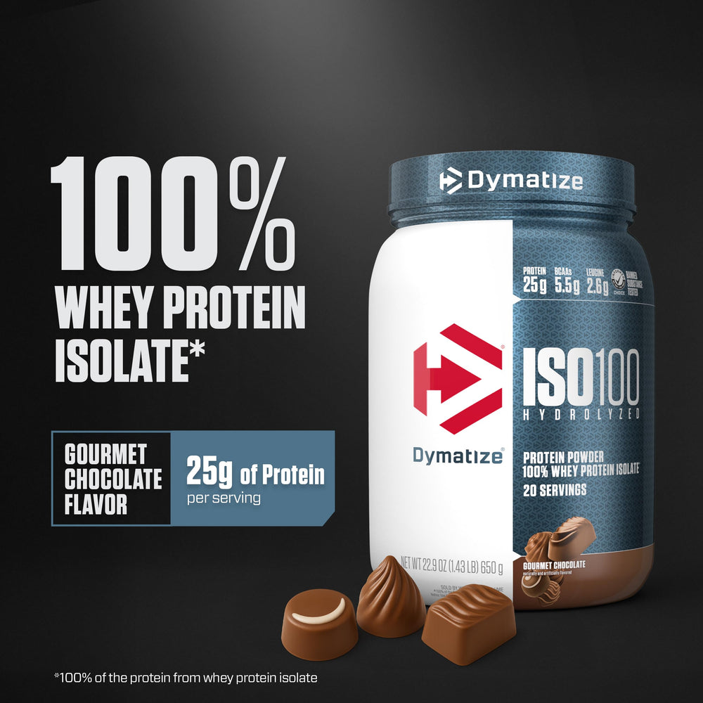 Dymatize cucharada con polvo resaltando mezcla fina y disolución rápida