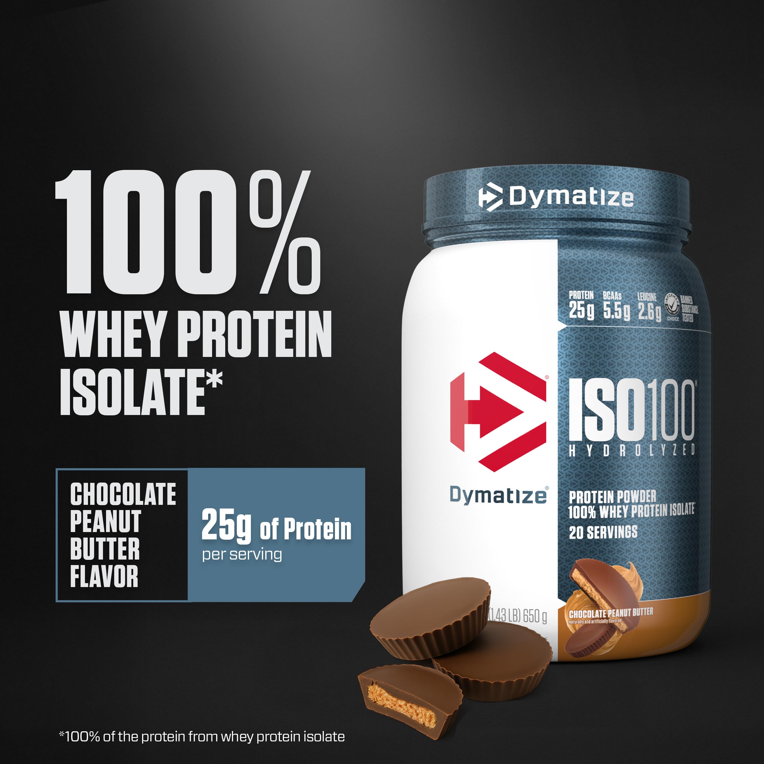 Dymatize ISO100 textura del polvo cremosa que facilita mezcla rápida