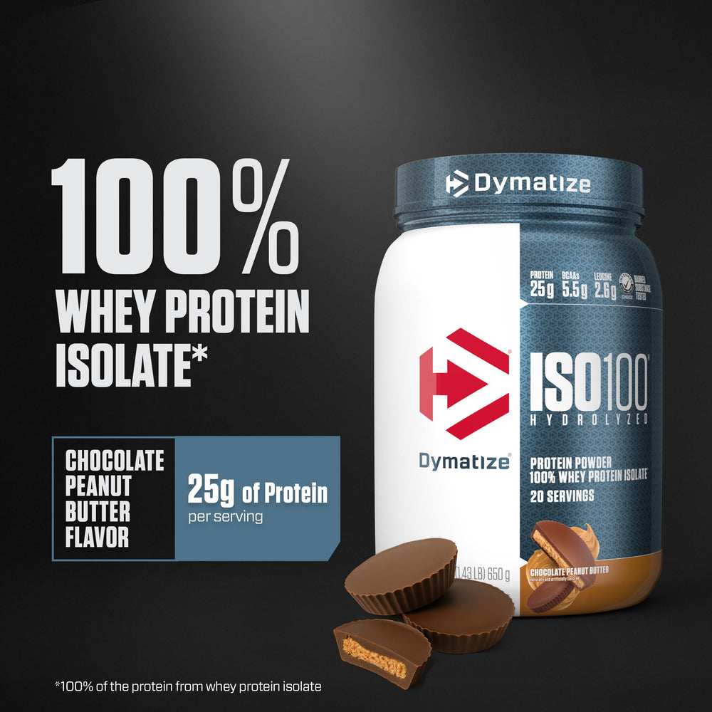Dymatize ISO100 textura del polvo cremosa que facilita mezcla rápida