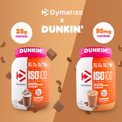 Textura del polvo Dymatize ISO100 cappuccino en primer plano, disolución rápida