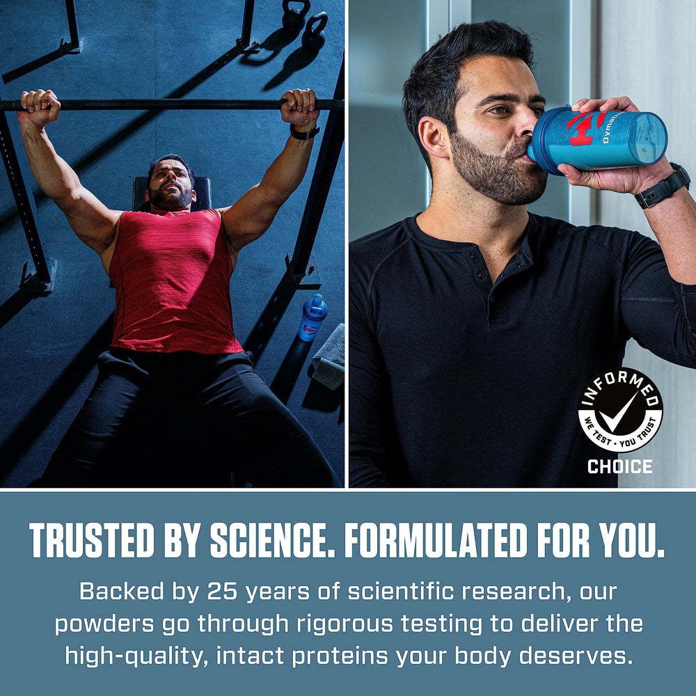 Dymatize ISO100 in shaker bottle being mixed for on-the-go post-workout convenience