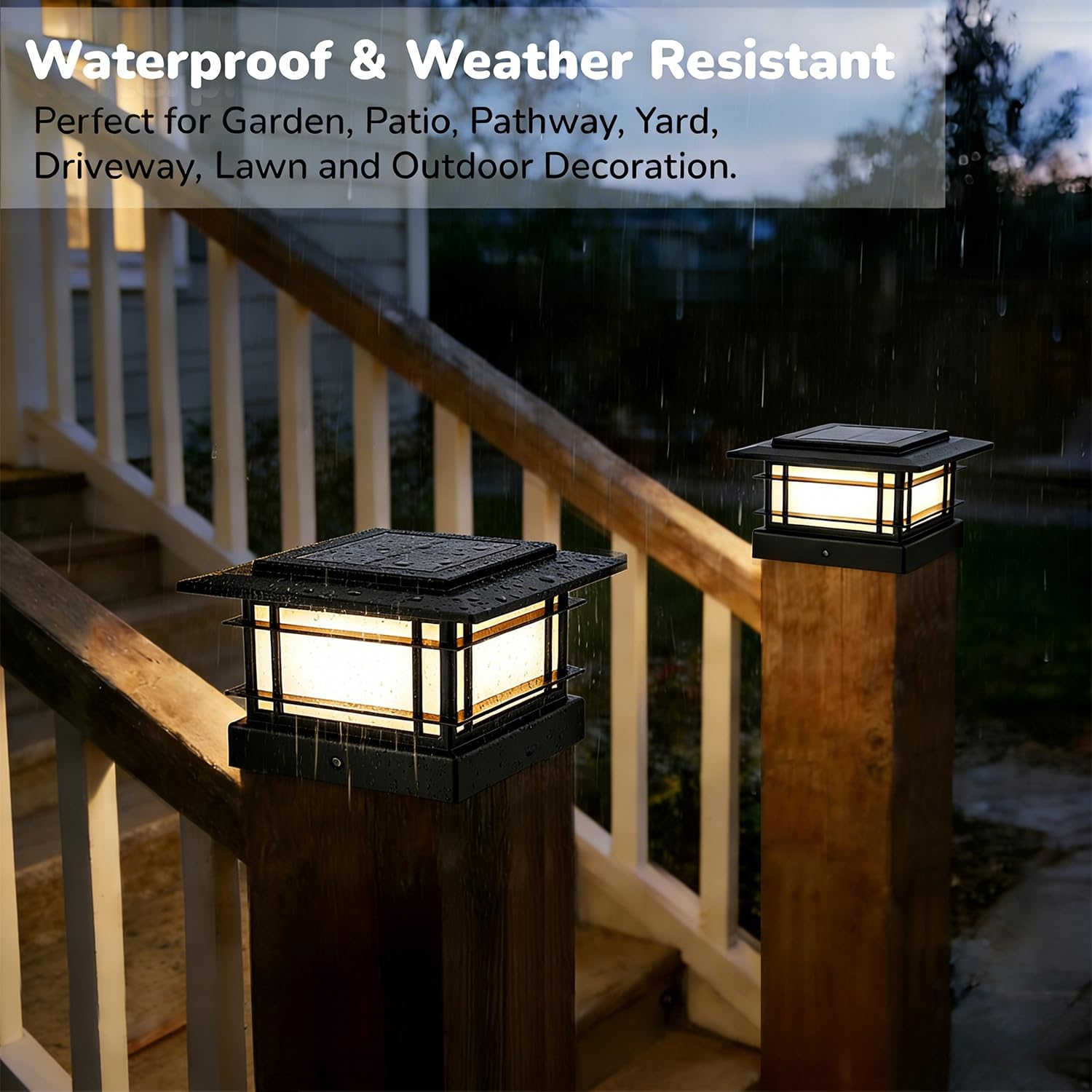 Dynaming installed on vinyl post showing clean fit and weather-resistant look
