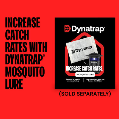 DynaTrap lit at dusk in backyard setting, reduces flying insects during evening activities