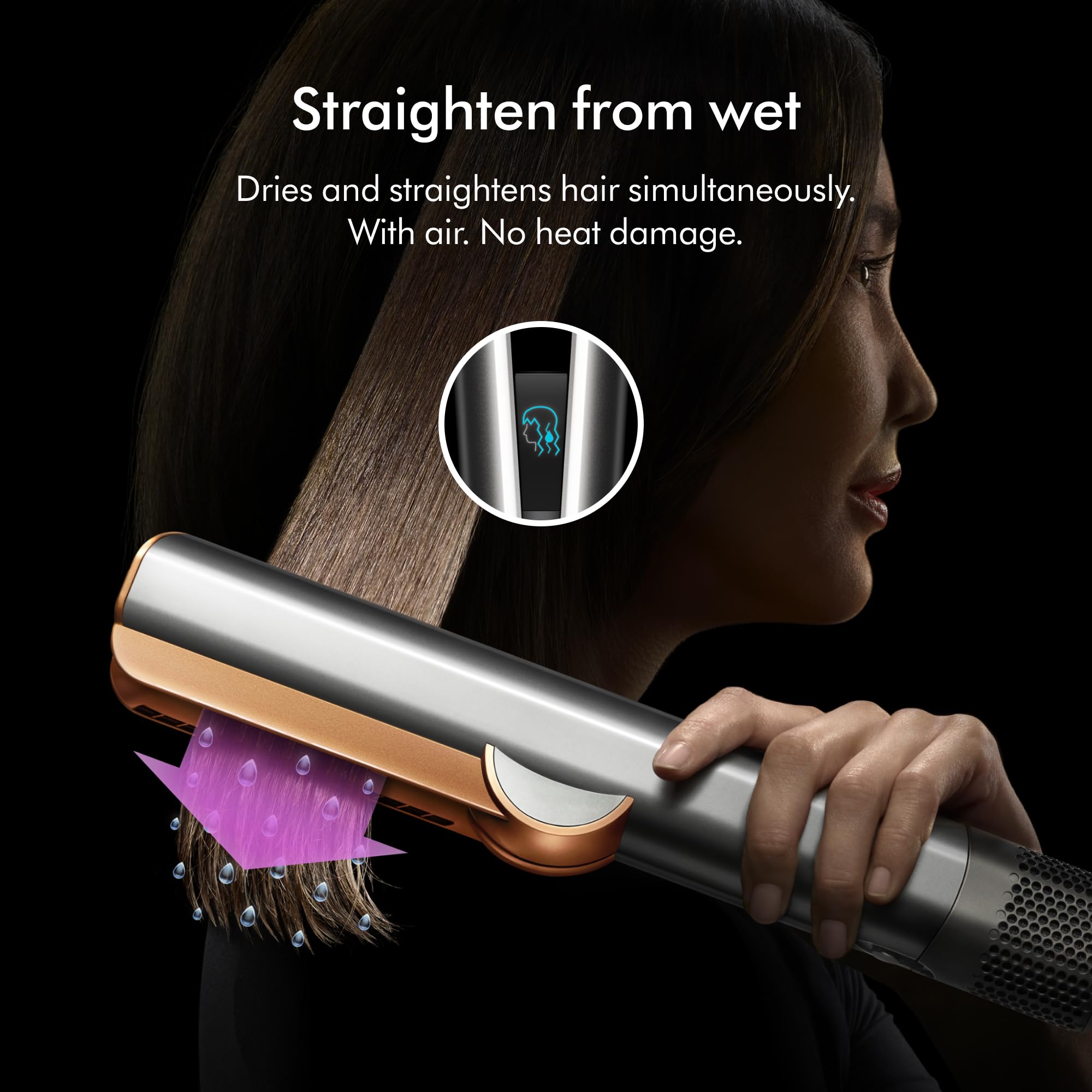 Dyson Airstrait vista de textura y peso para manejo preciso y ajuste cómodo