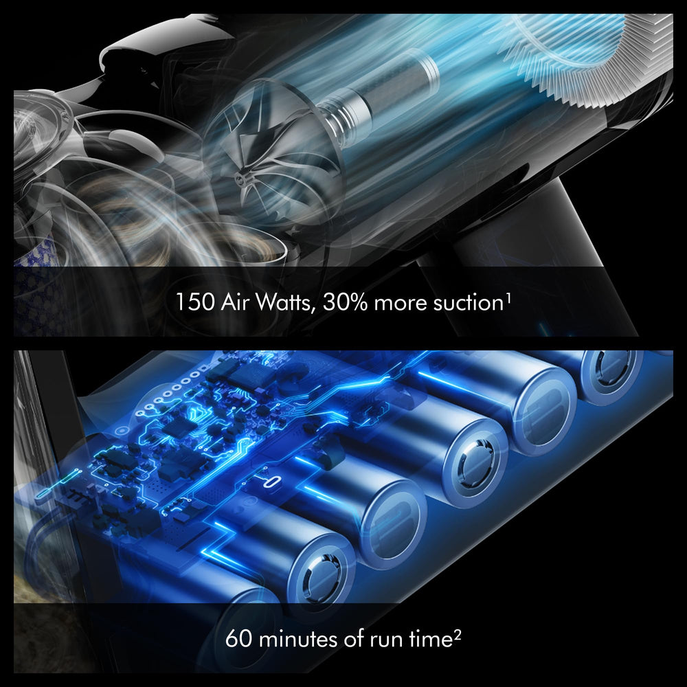 Dyson V8 battery dock and click-in battery showing removable charging convenience