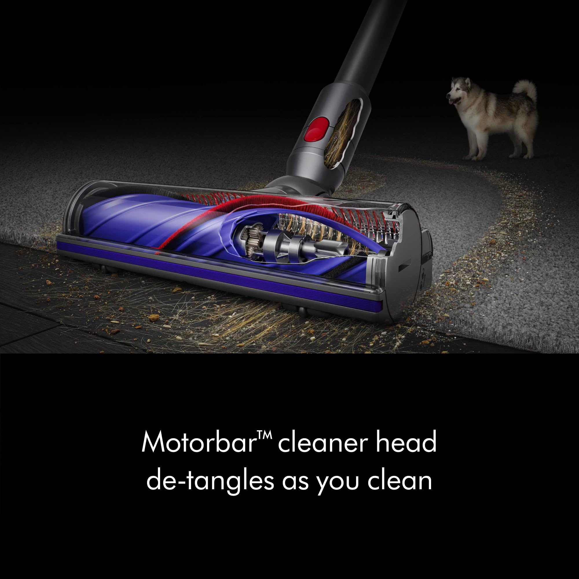 Dyson V8 converted handheld in use cleaning car interior for convenient detail work