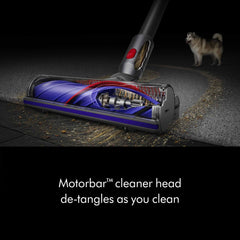Dyson V8 converted handheld in use cleaning car interior for convenient detail work
