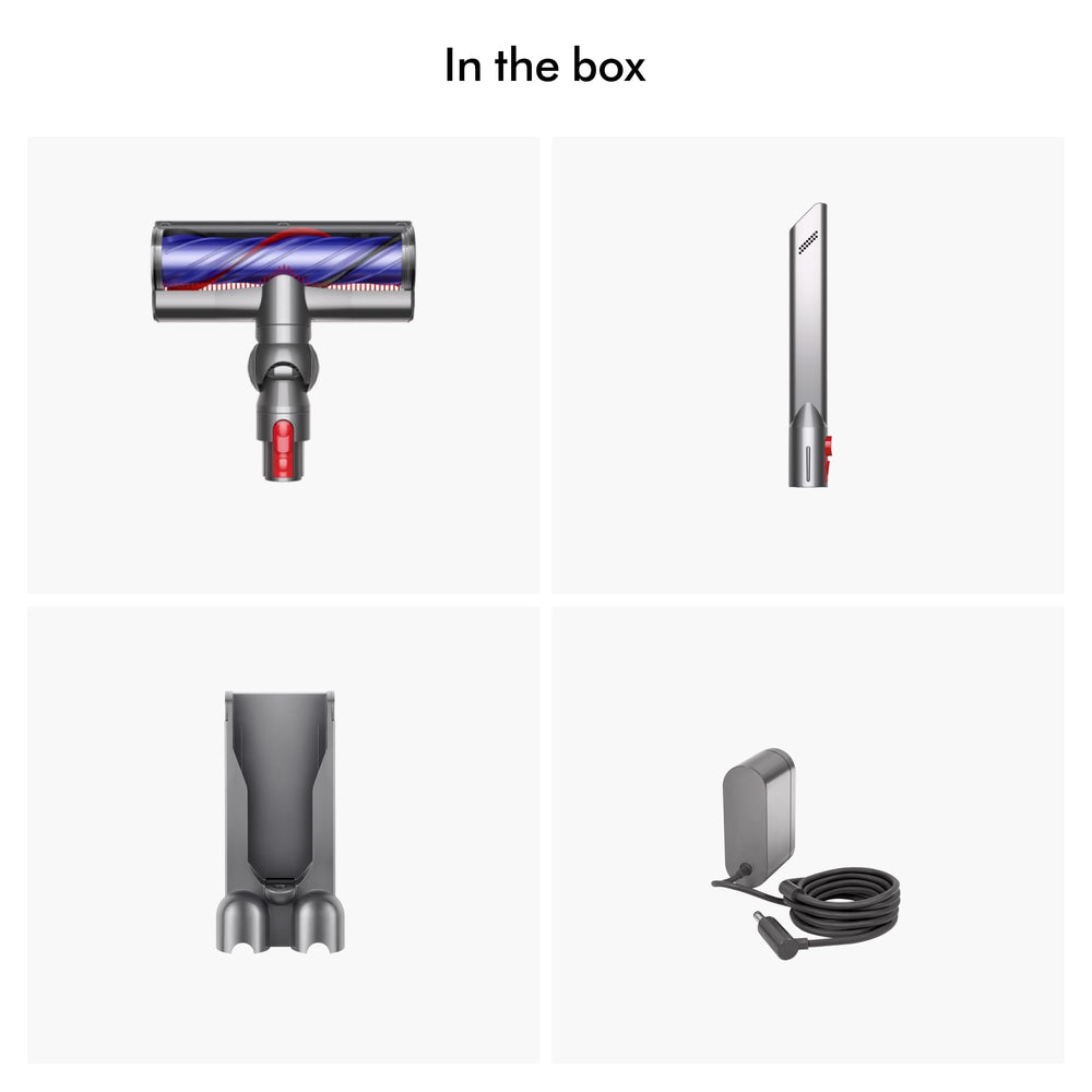 Dyson V8 cleaning kitchen floor in lifestyle scene for efficient everyday tidying