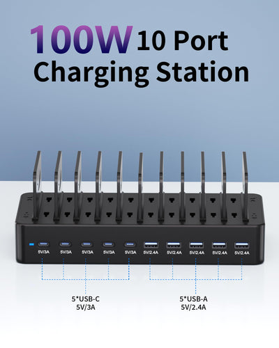 Dywcdnice primer plano de puertos USB-C y USB-A para carga rápida