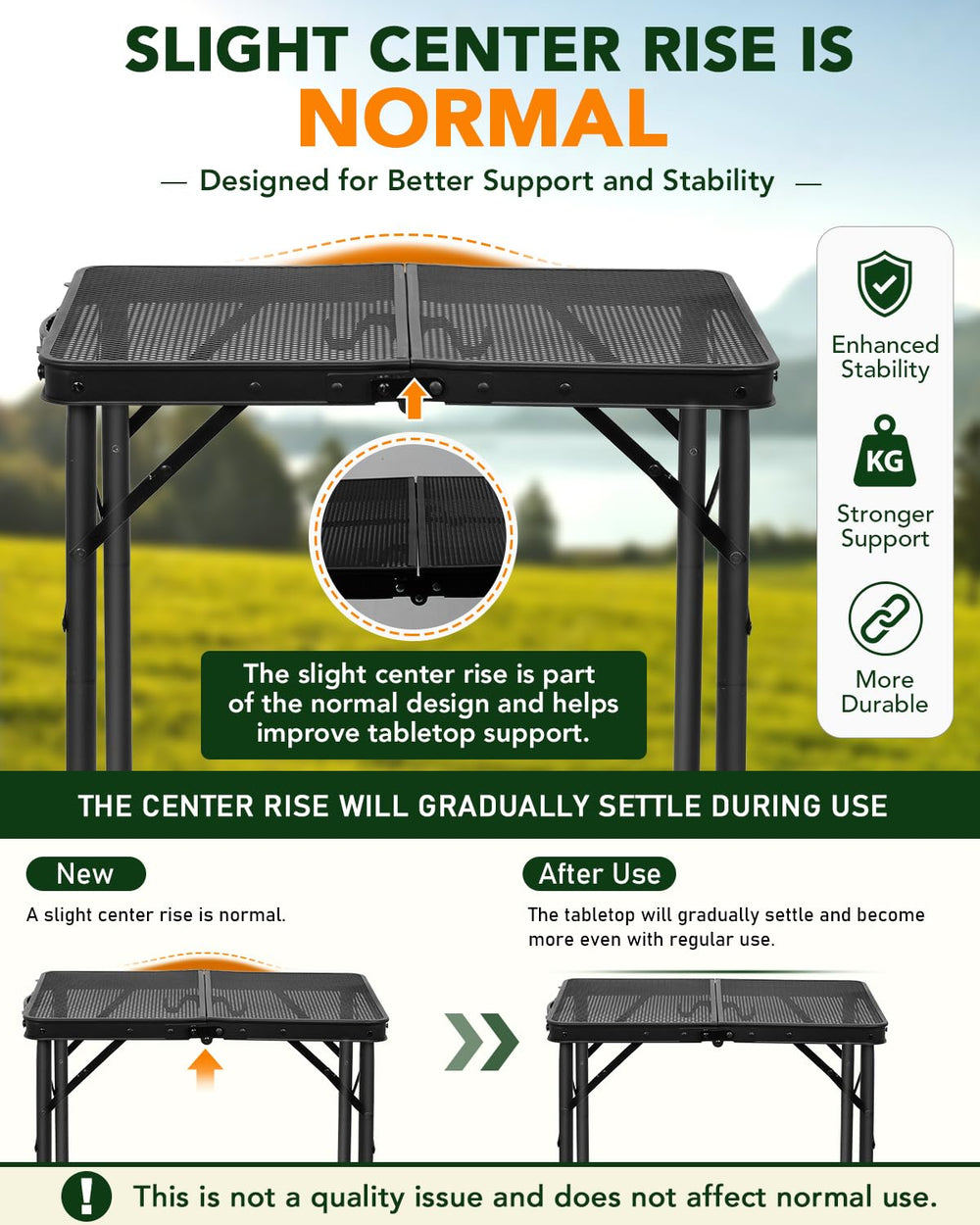E EASTSTORM outdoor lifestyle scene with table used for camping meal prep
