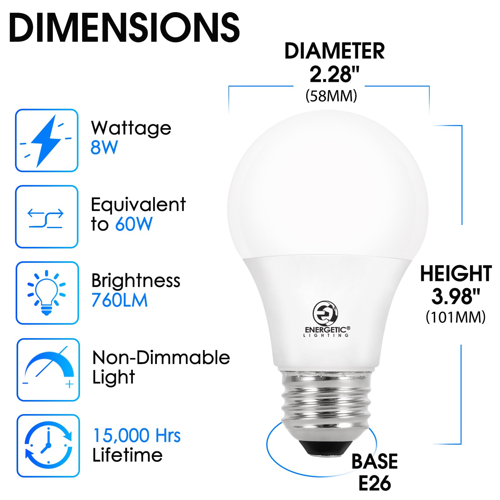 E ENERGETIC LIGHTING detalle de bombilla frosted para luz uniforme