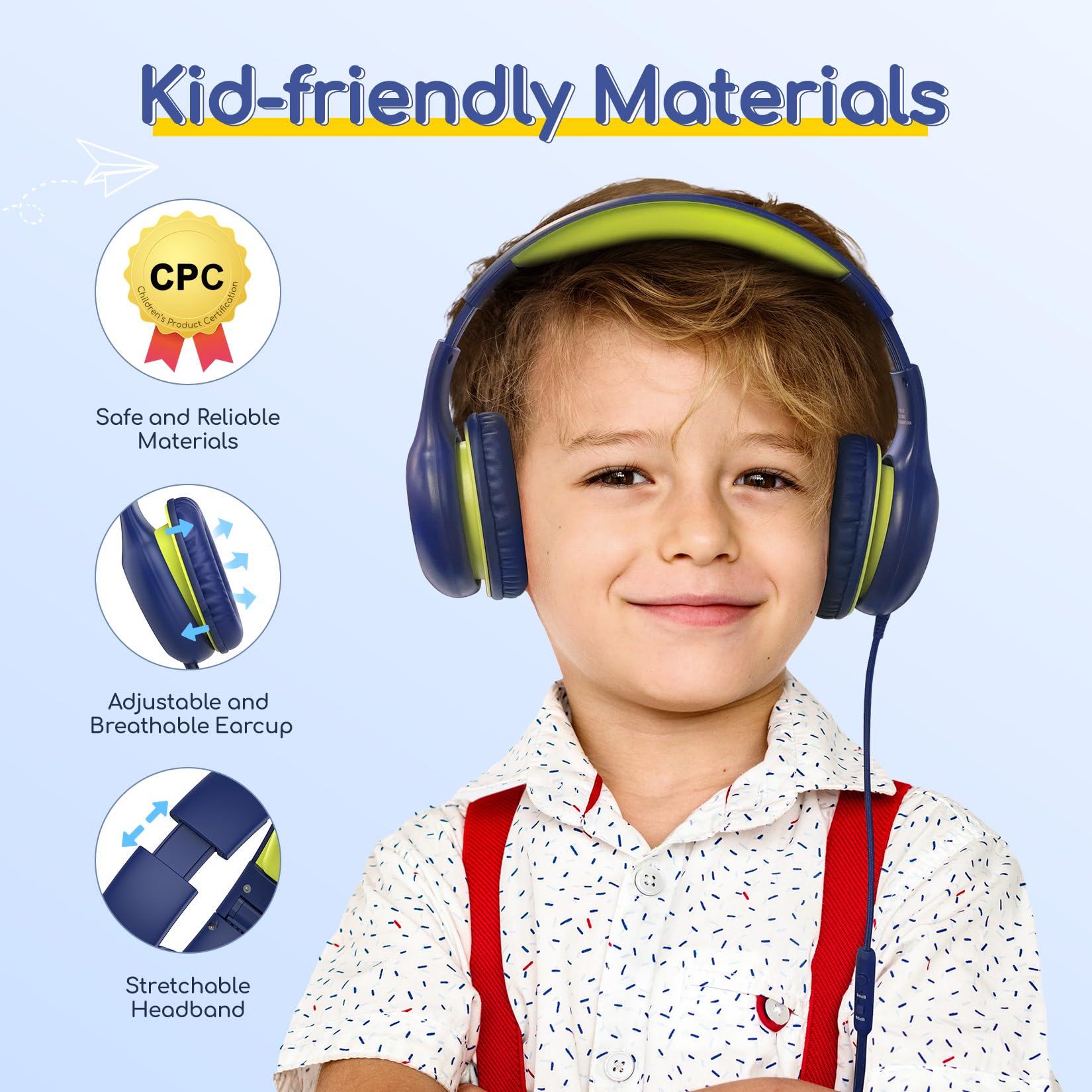 EarFun K1 Kids cable con micrófono y controles para clases online