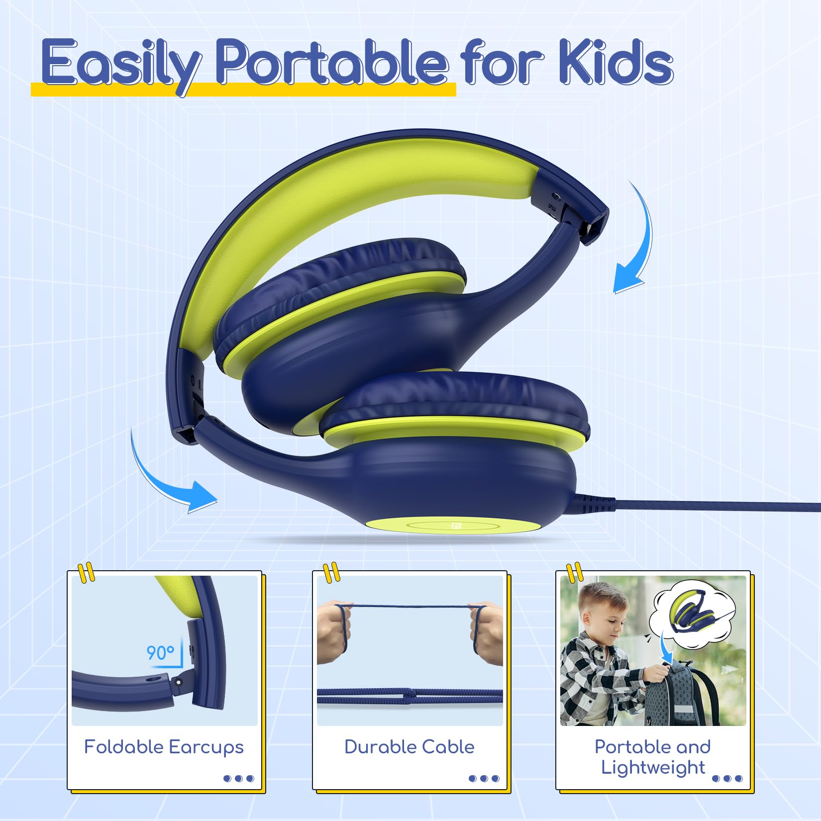 EarFun K1 Kids comparado con tablet para referencia de tamaño