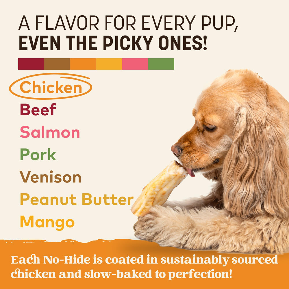 Etiqueta del empaque No Hide con lista de ingredientes simples de Earth Animal, transparencia clara