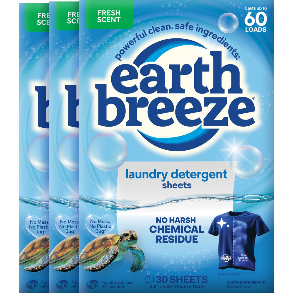 Earth Breeze frente del empaque mostrando formato compacto y beneficio ecológico