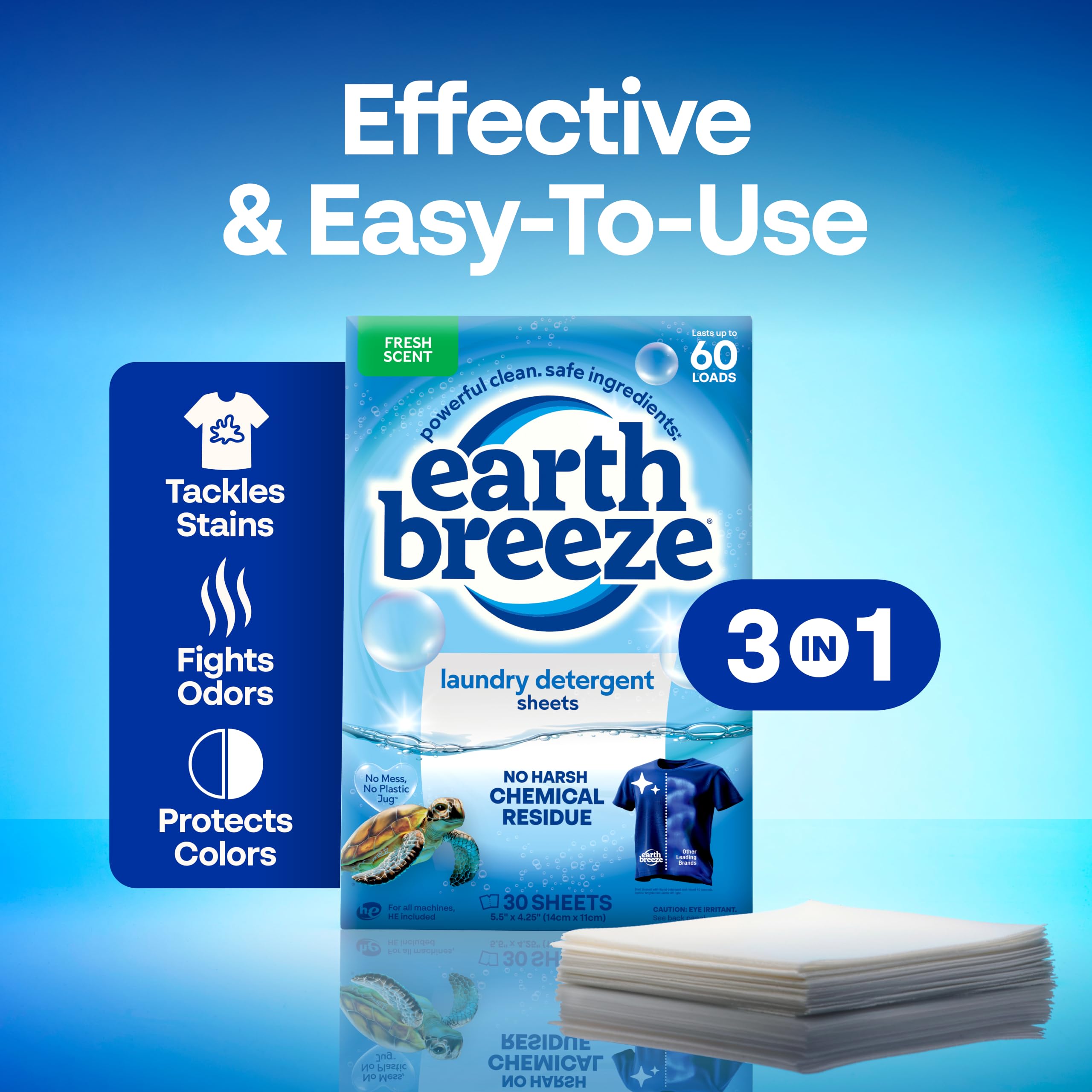 Earth Breeze hoja disolviéndose con espuma demostrando limpieza eficaz rápida