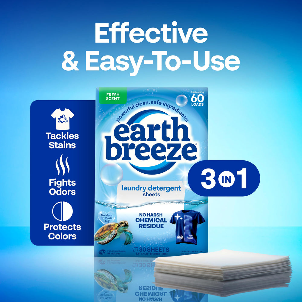 Earth Breeze hoja disolviéndose con espuma demostrando limpieza eficaz rápida