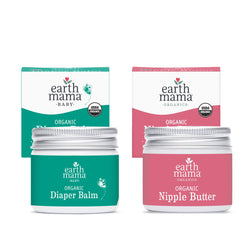 Earth Mama frasco Nipple Butter frente mostrando envase y beneficios